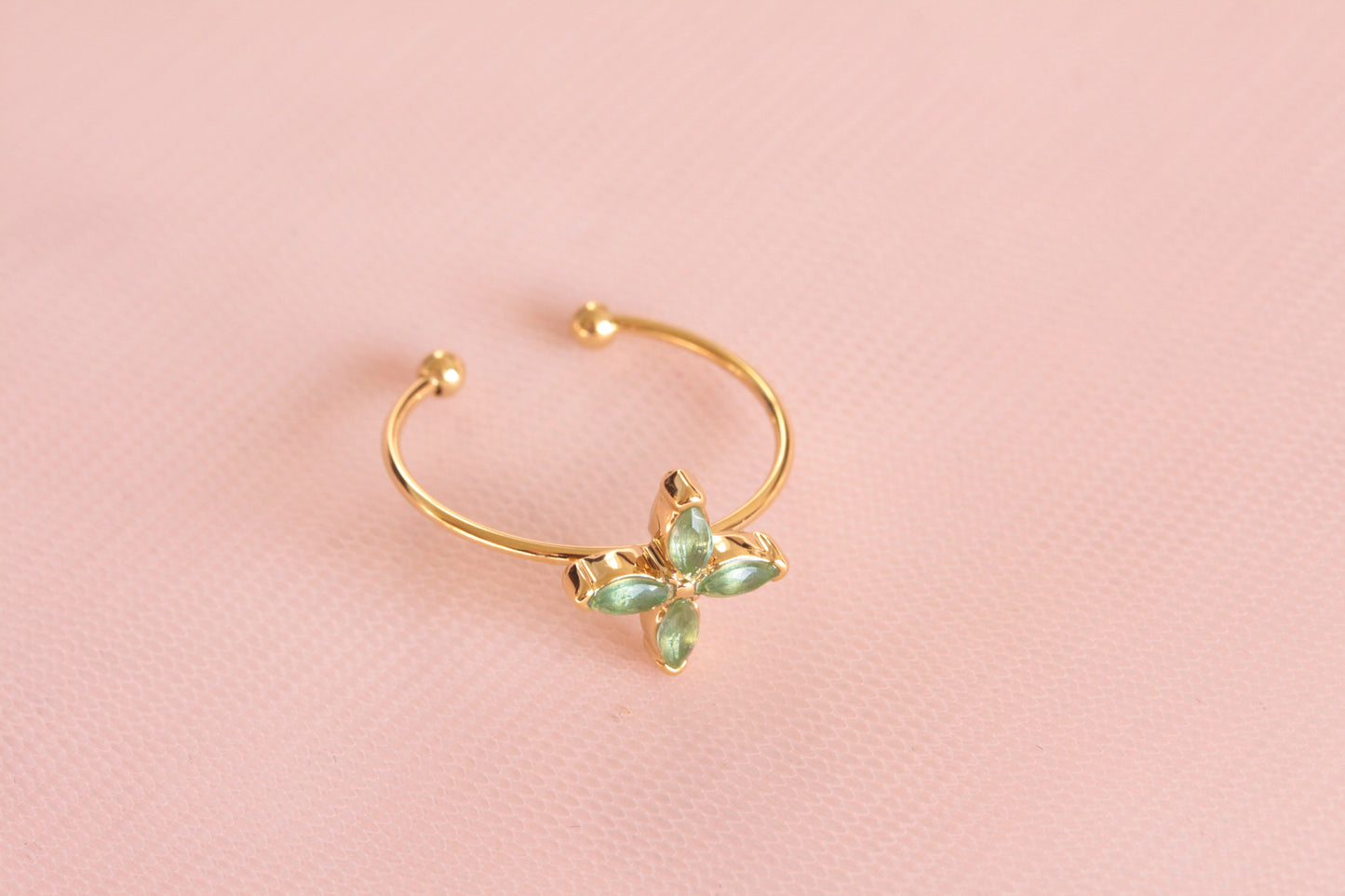 Bague acier inoxydable fleur réglable