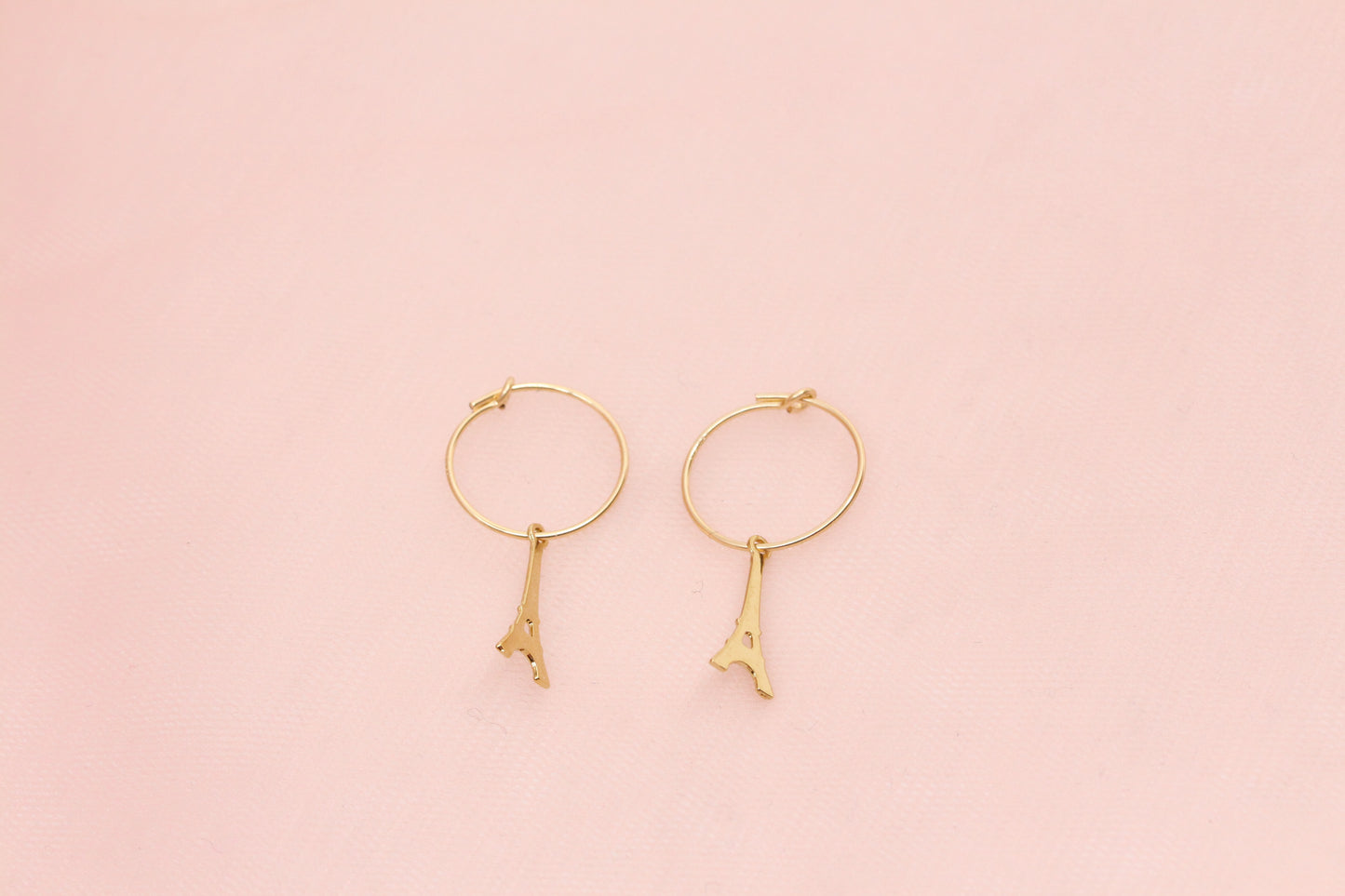 Créoles Boucles d'oreilles tour Eiffel de Paris plaquées or