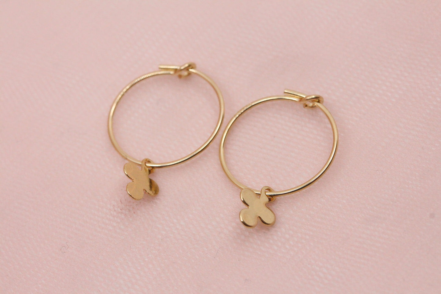 Créoles boucles d'oreilles petite feuille plaquées or