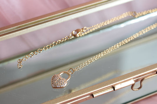 Collier chaine fine à billes pendentif locket cœur doré à l'or fin
