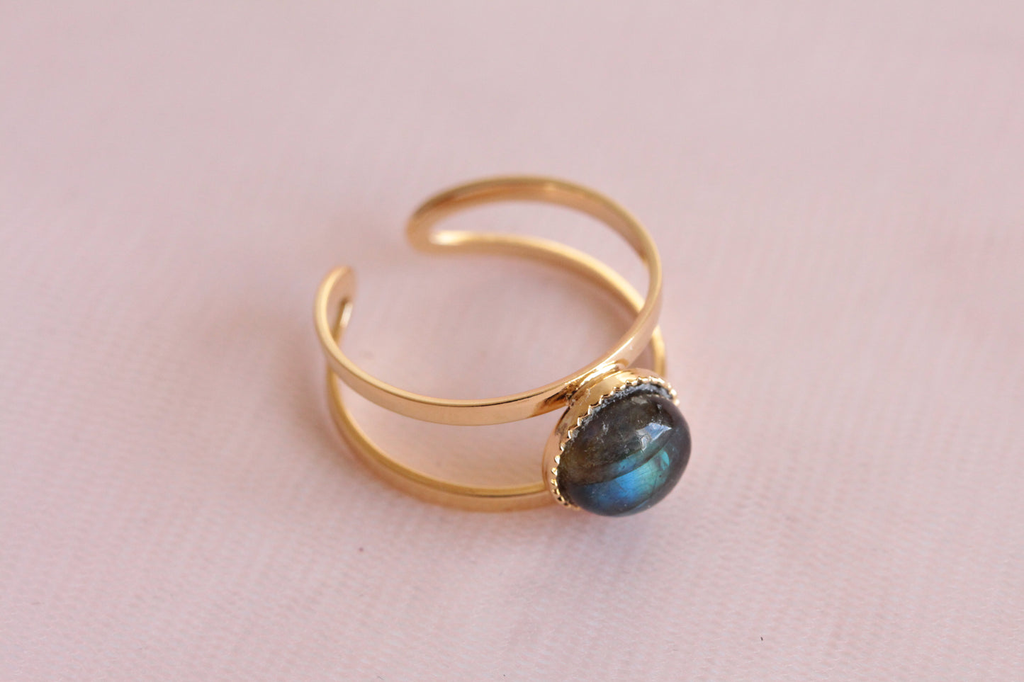 Bague labradorite ronde