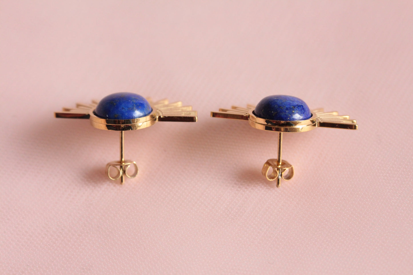 Boucles d'oreilles acier inoxydable lapis lazuli pierre fine naturelle