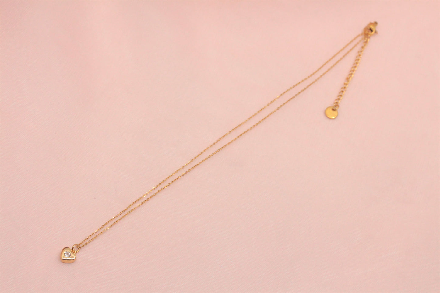 Collier pendentif cœur doré à l'or fin chaine acier inoxydable